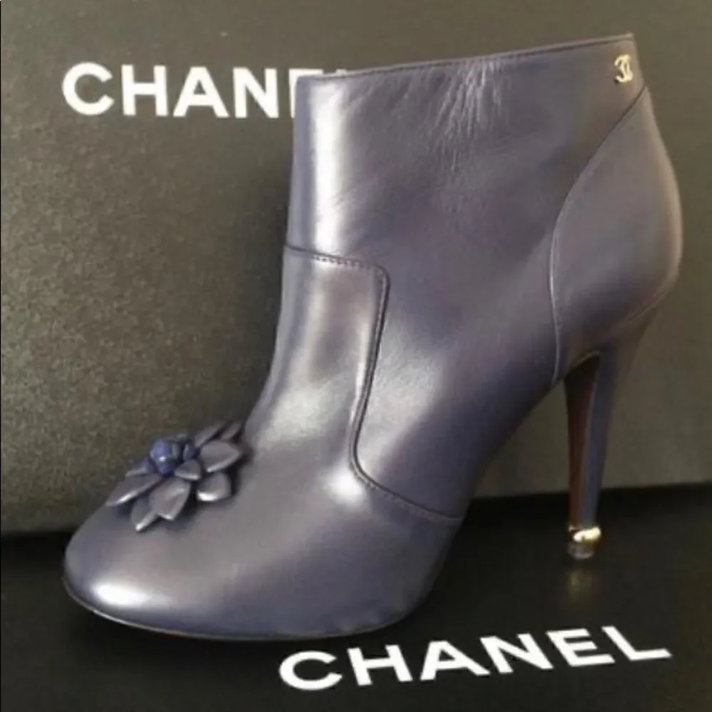 CHANEL Lambskin Short Boots 15A Size: 38